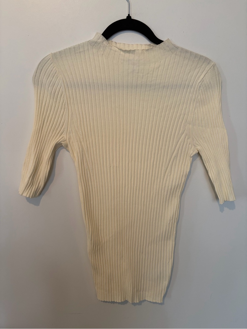 Nordstrom Signature Cream Ribbed Scoop Neck Top - Small